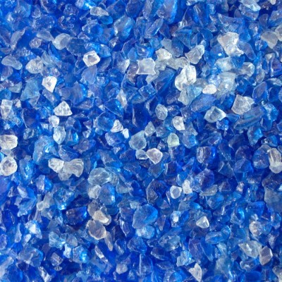 VIDRIO AZUL TRITURADO. SACO 8 KG